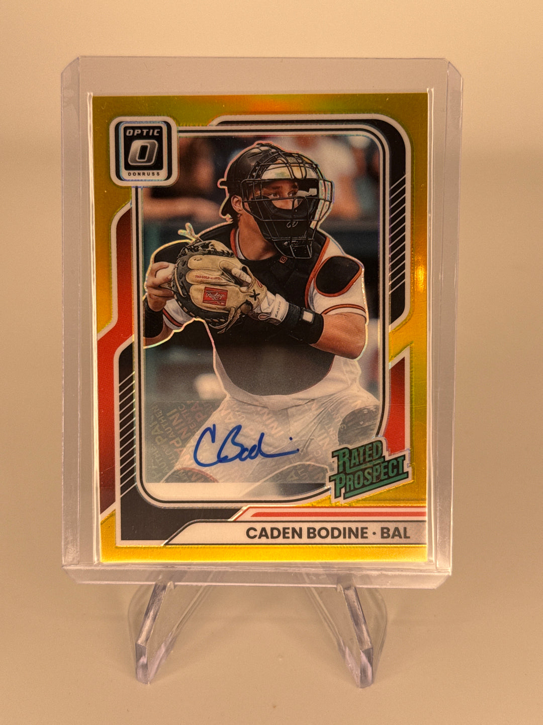 Caden Bodine 2026 Panini Donruss Optic Gold Prizm Prospect Auto, 07/10
