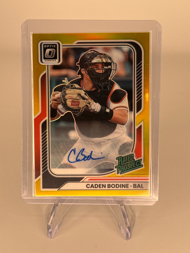 Caden Bodine 2026 Panini Donruss Optic Gold Prizm Prospect Auto, 07/10