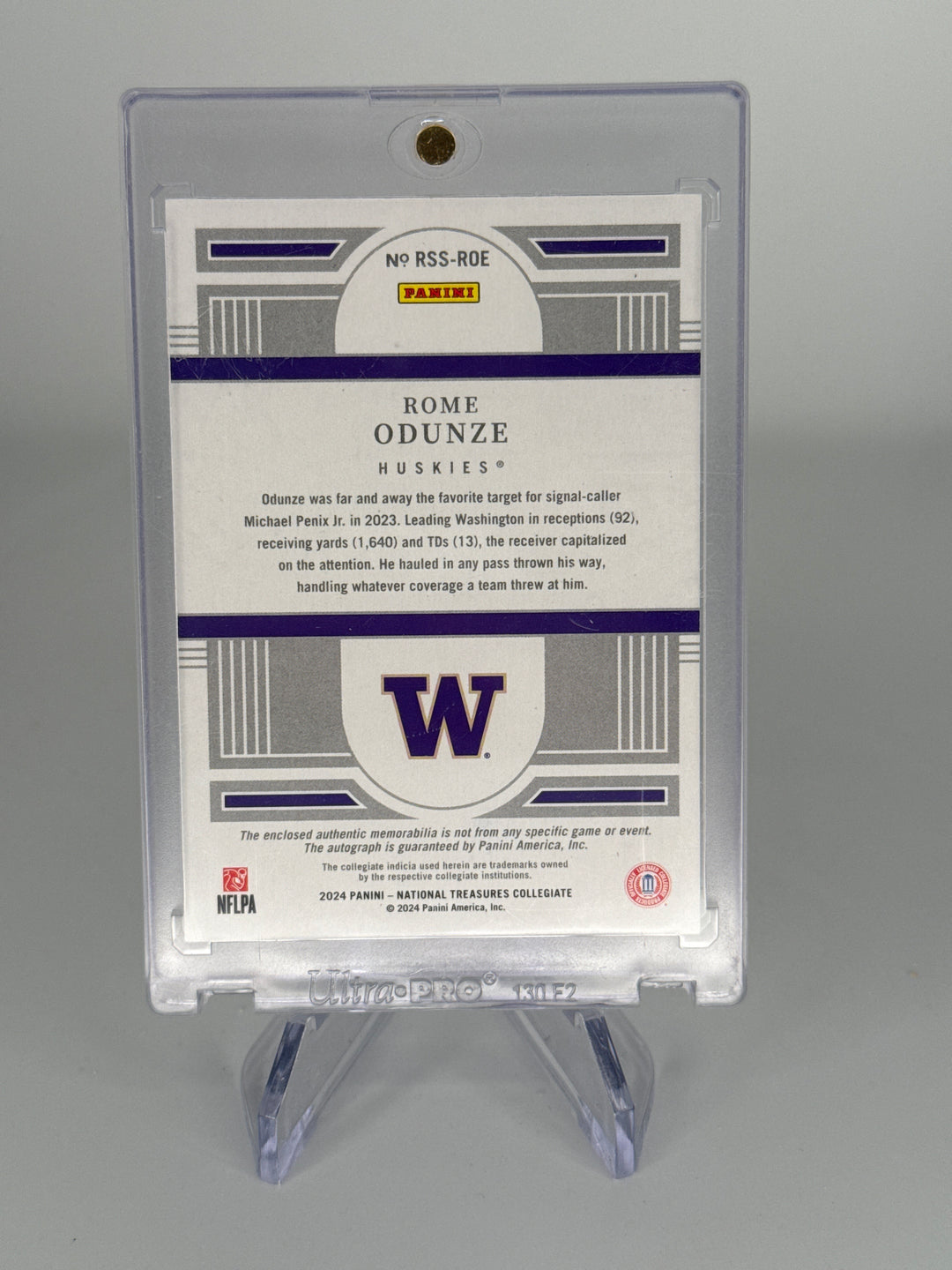 Rome Odunze 2024 Panini National Treasures Collegiate Rookie Patch Auto, 61/75
