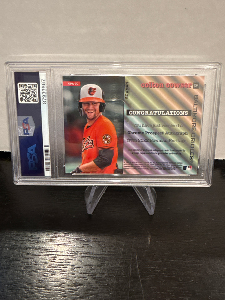 Colton Cowser 2022 Bowman Heritage Chrome Prospect Auto, PSA 10 Gem Mint