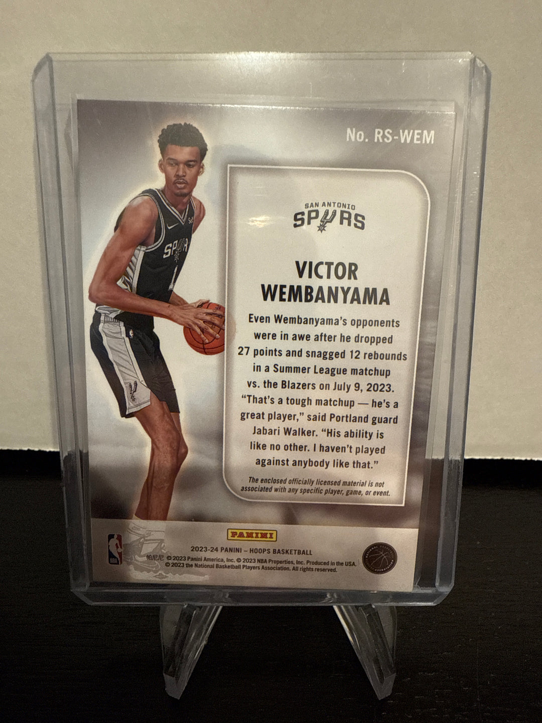 Victor Wembanyama 2023 Panini NBA Hoops Rise N Shine Rookie Relic