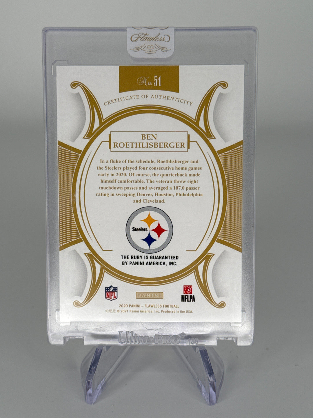 Ben Roethlisberger 2020 Panini Flawless Ruby Gemstone, 15/20