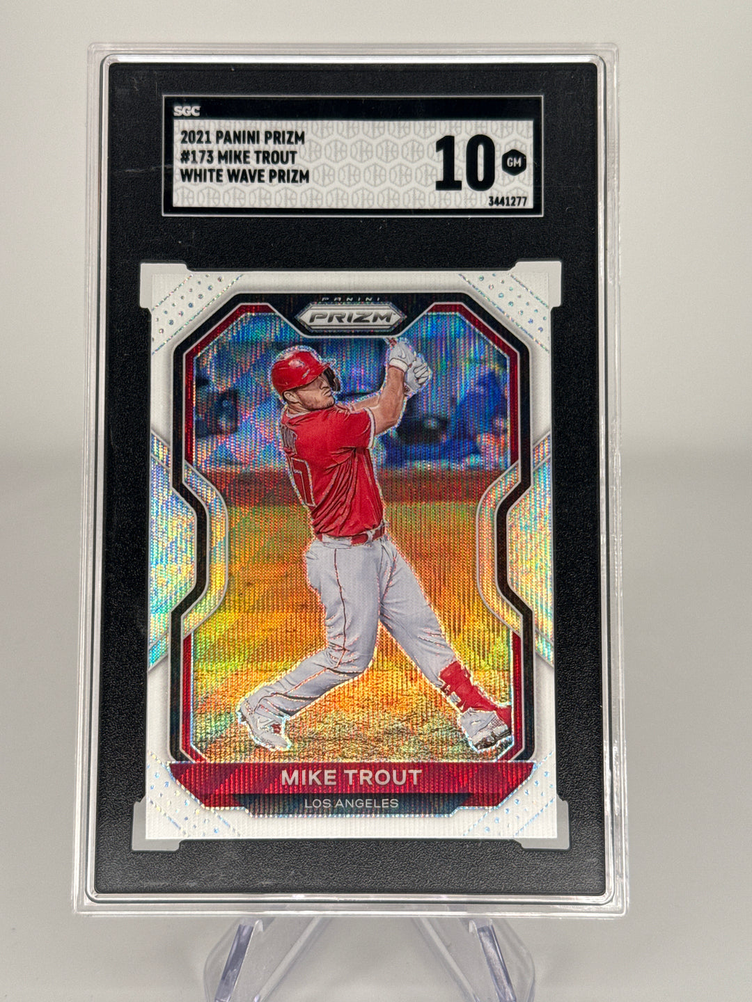 Mike Trout 2021 Panini Prizm White Wave Prizm, SGC 10 Gem Mint