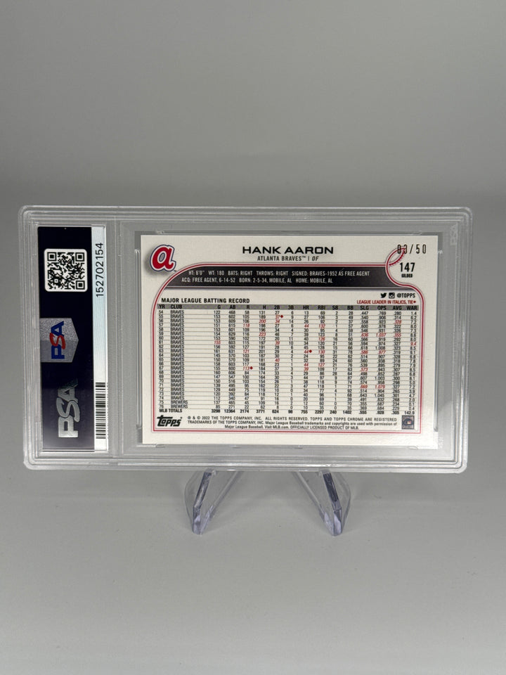 Hank Aaron 2022 Topps Gilded Collection Mini Diamond Gold Etch, 03/50, PSA 10 Gem Mint