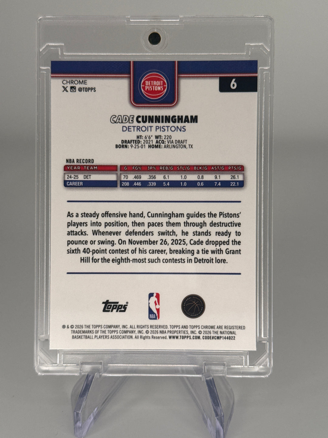 Cade Cunningham 2026 Topps Chrome Update Speckle Image Variation