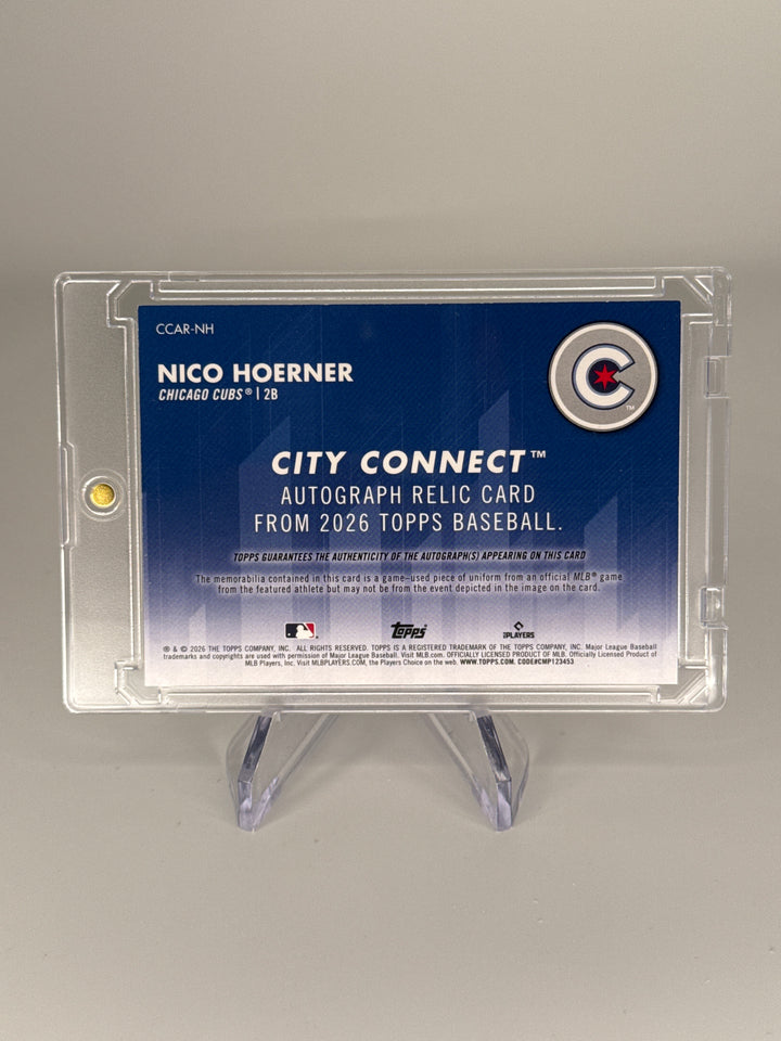 Nico Hoerner 2026 Topps City Connect Auto Relic, 04/99