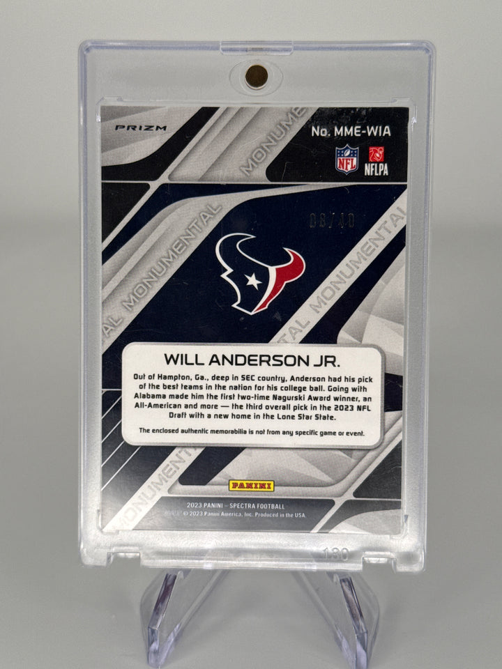 Will Anderson 2023 Panini Spectra Rookie Monumental Relic, 08/40