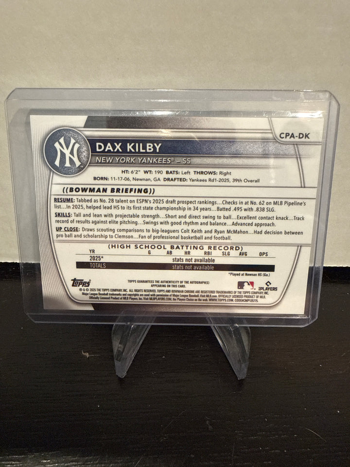 Dax Kilby 2025 Bowman Chrome 1st Prospect Auto