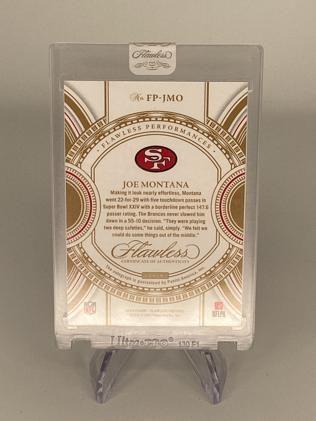 Joe Montana 2023 Panini Flawless, Flawless Performances Auto, 07/20