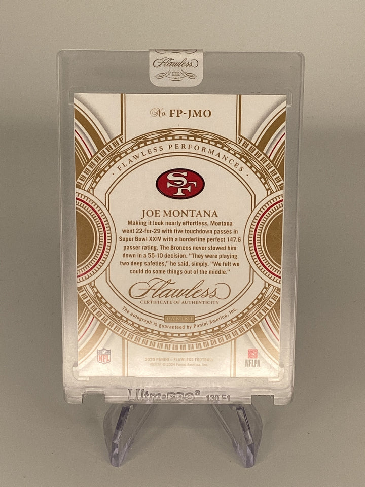 Joe Montana 2023 Panini Flawless, Flawless Performances Auto, 07/20