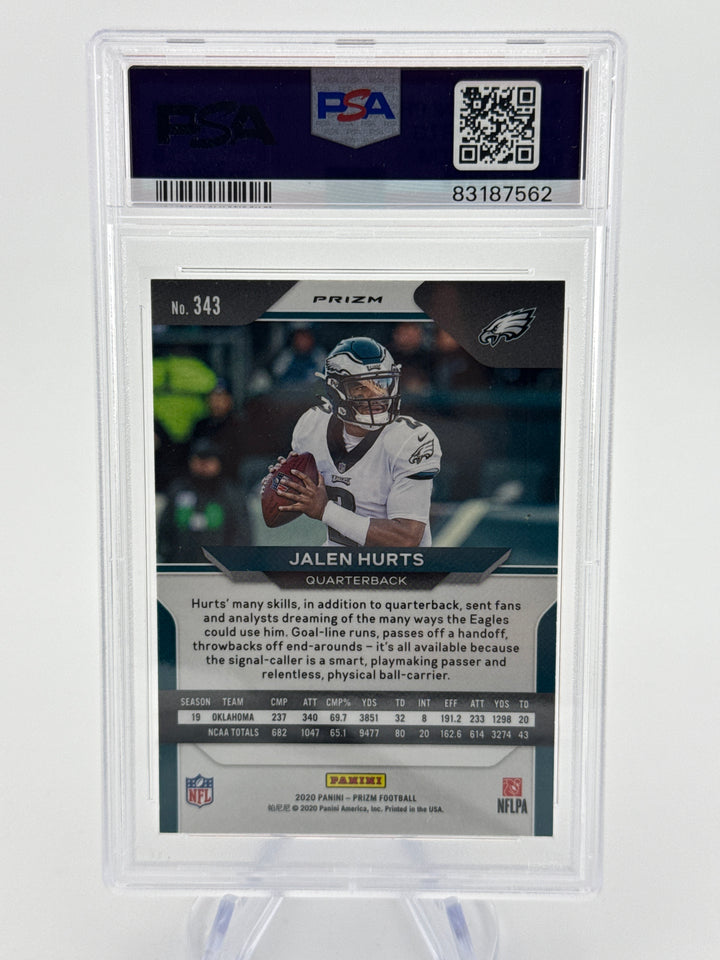 Jalen Hurts 2020 Panini Prizm Lazer Prizm Rookie, PSA 9 Mint