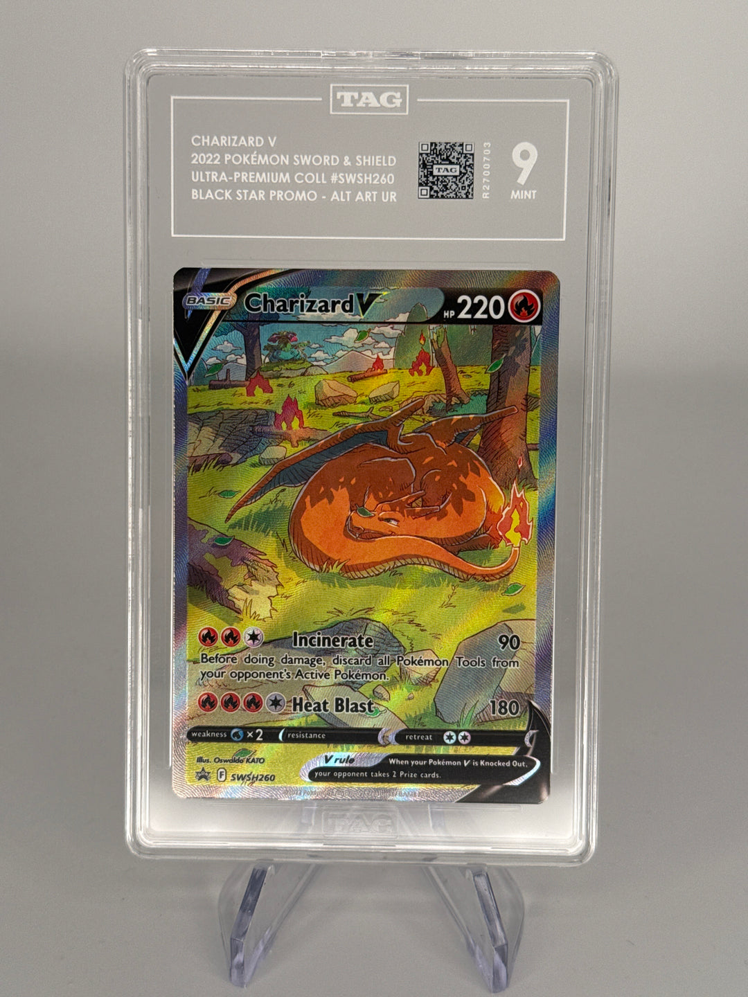 Pokemon TCG 2022 Charizard V Black Star Promo Ultra Premium Collection, SWSH260, TAG 9 Mint