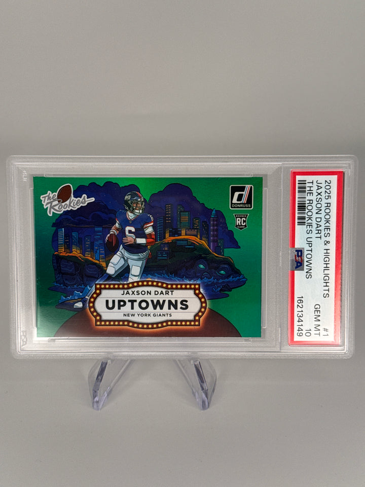 Jaxson Dart 2025 Panini Rookies & Highlights The Rookies Uptowns SSP, PSA 10 Gem Mint