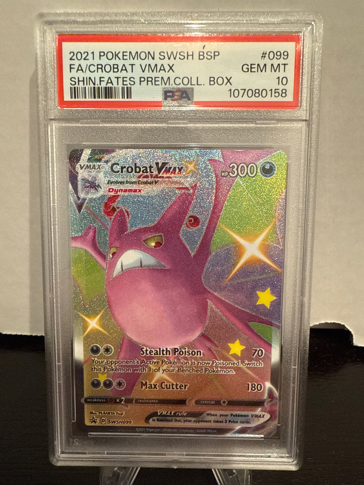 Pokemon TCG 2021 Crobat VMax Shining Fates Collide, SWSH099, PSA 10 Gem Mint