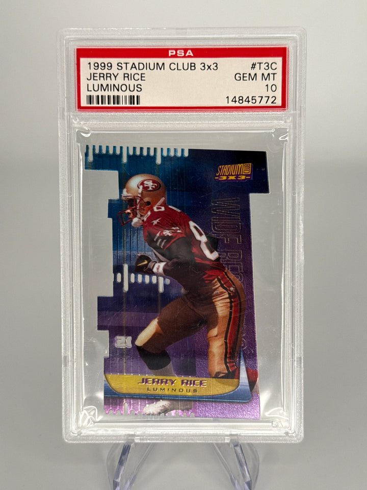 Jerry Rice 1999 Stadium Club 3x3 Luminous Die Cut, PSA 10 Gem Mint