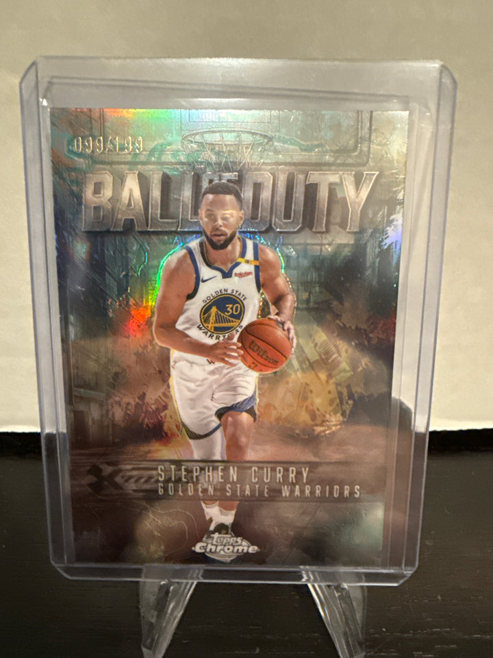 Stephen Curry 2025 Topps Basketball Ball of Duty Aqua Refractor, 099/199