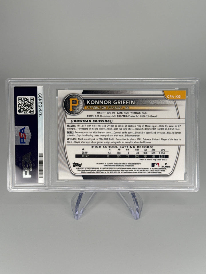 Konnor Griffin 2025 Bowman Chrome Green Refractor Auto, 34/99, PSA 9 Mint