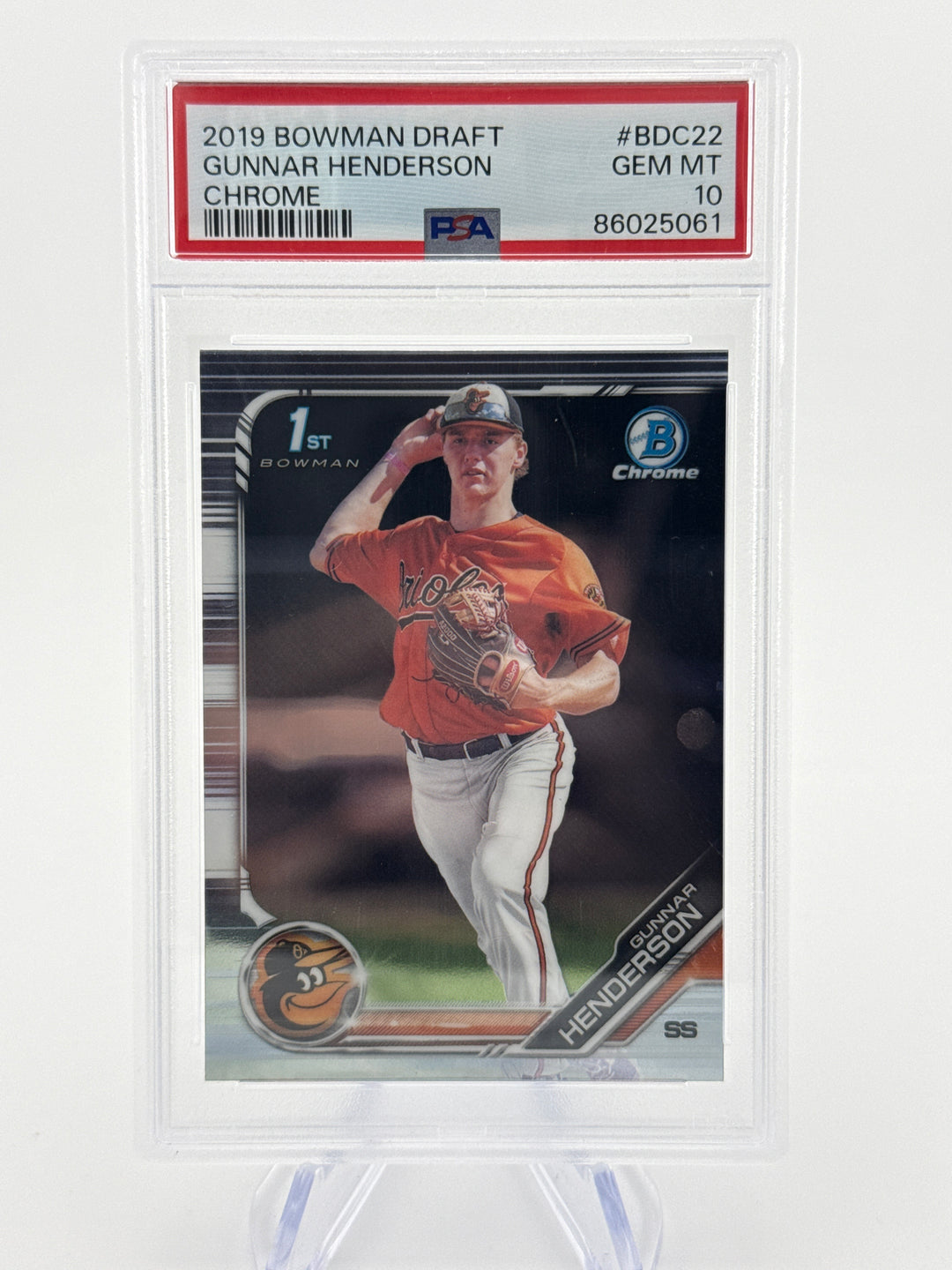 Gunnar Henderson 2019 Bowman Draft Chrome 1st, PSA 10 Gem Mint