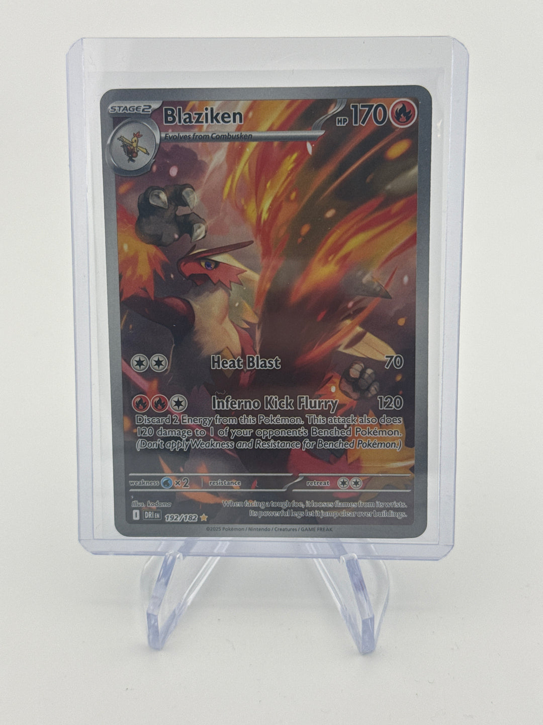 Pokemon TCG 2025 Blaziken Destined Rivals Full Art Illustration Rare, 192/182