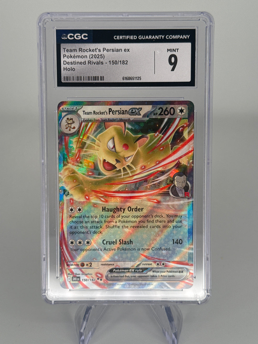 Pokemon TCG 2025 Team Rocket's Persian EX Destined Rivals Holo, 150/182, CGC 9 Mint