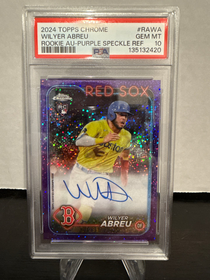 Wilyer Abreu 2024 Topps Chrome Rookie Auto Purple Speckle Refractor, 171/299, PSA 10 Gem Mint