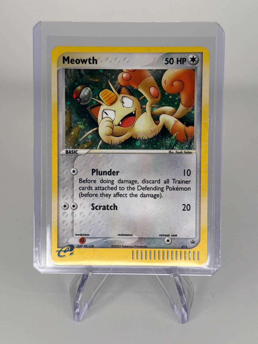 Pokemon TCG 2003 Meowth Black Star Promo E-Reader Holo, 013