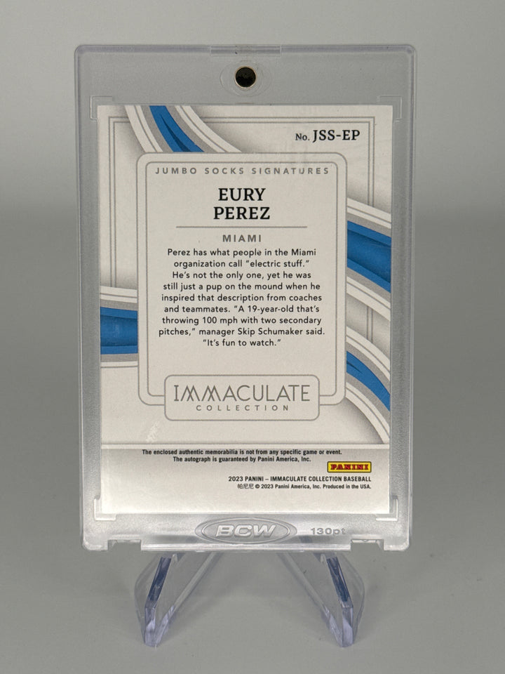 Eury Perez 2023 Panini Immaculate Jumbo Socks Auto Relic, 13/25