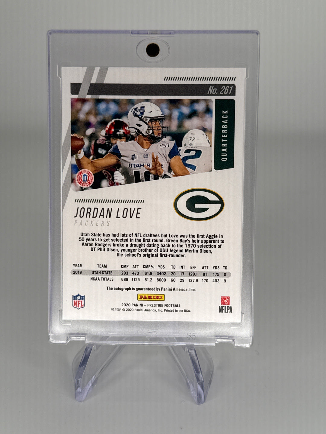 Jordan Love 2020 Panini Presitge Gold Rookie Auto, 08/10