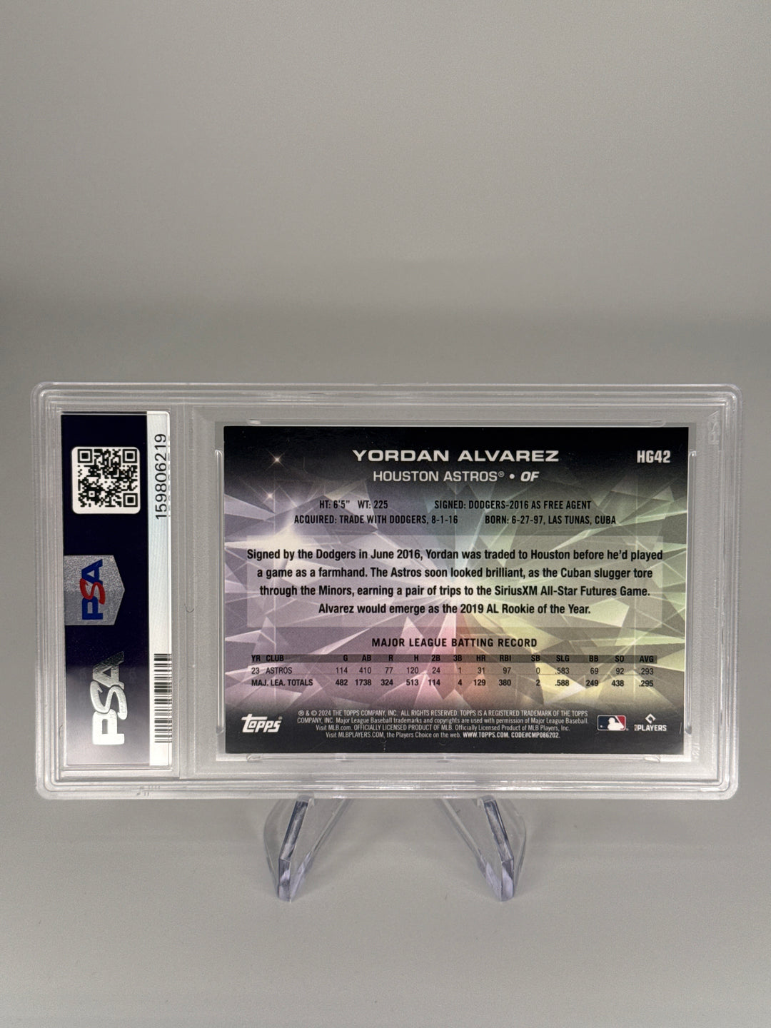 Yordan Alvarez 2024 Topps Chrome Hidden Gems SSP Case Hit, PSA 9 Mint