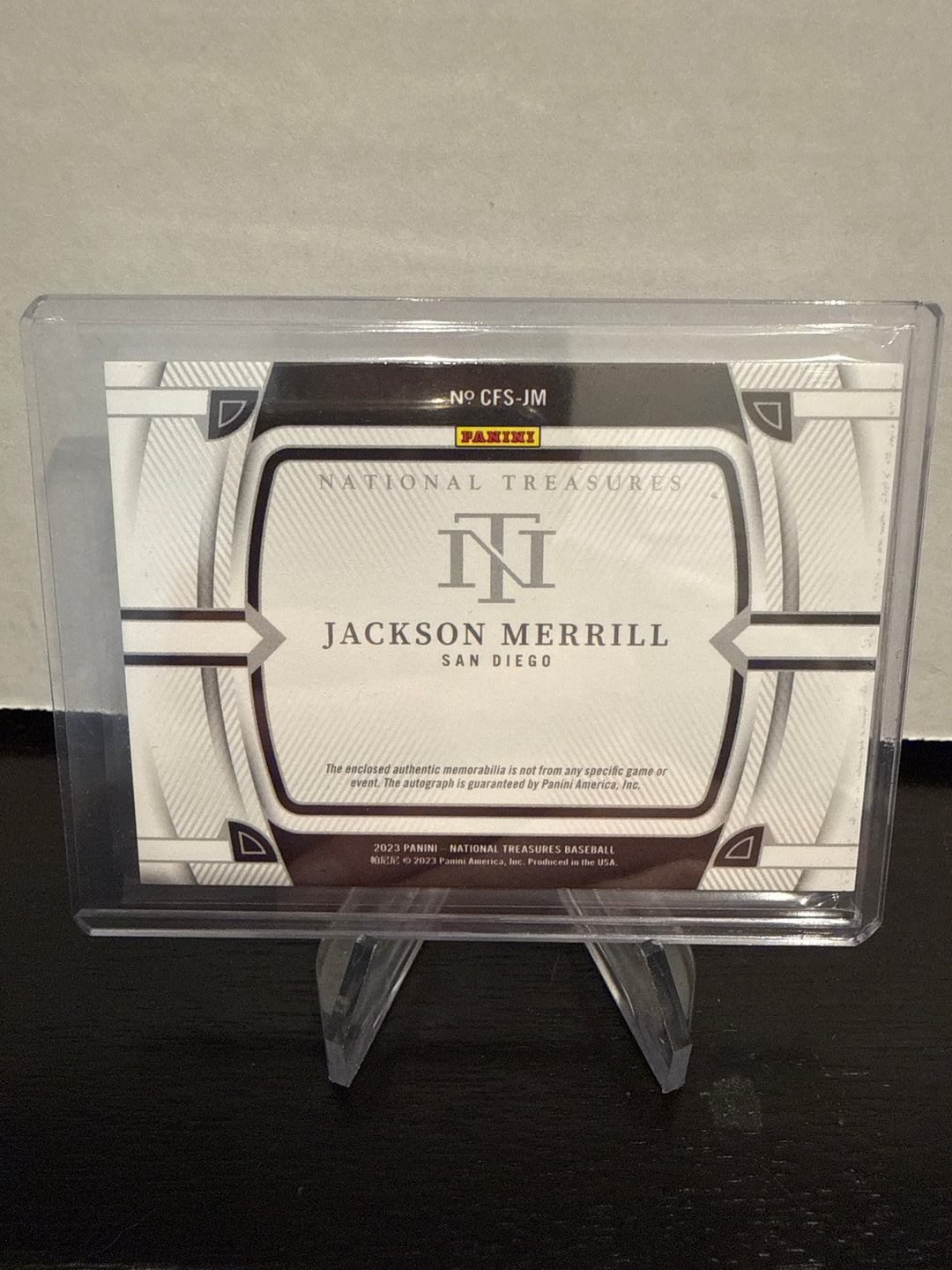 Jackson Merrill 2023 Panini National Treasures Clutch Factor Patch Auto, 14/99