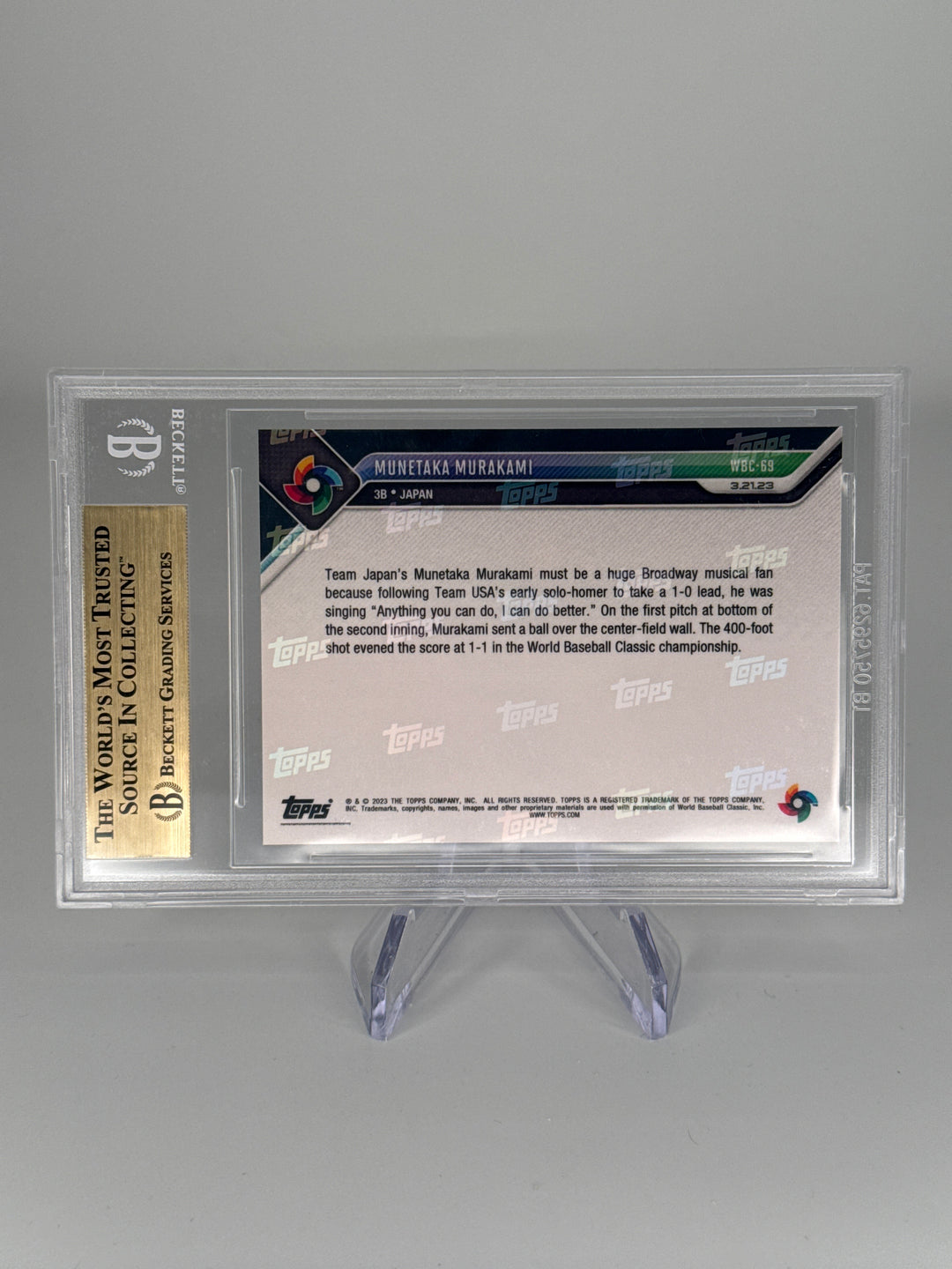 Munetaka Murakami 2023 Topps Now World Baseball Classic, BGS 10 Pristine