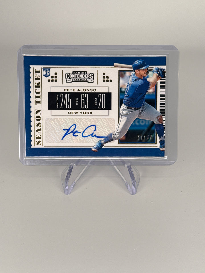 Pete Alonso 2019 Panini Chronicles Season Ticket Rookie Auto Gold, 77/99