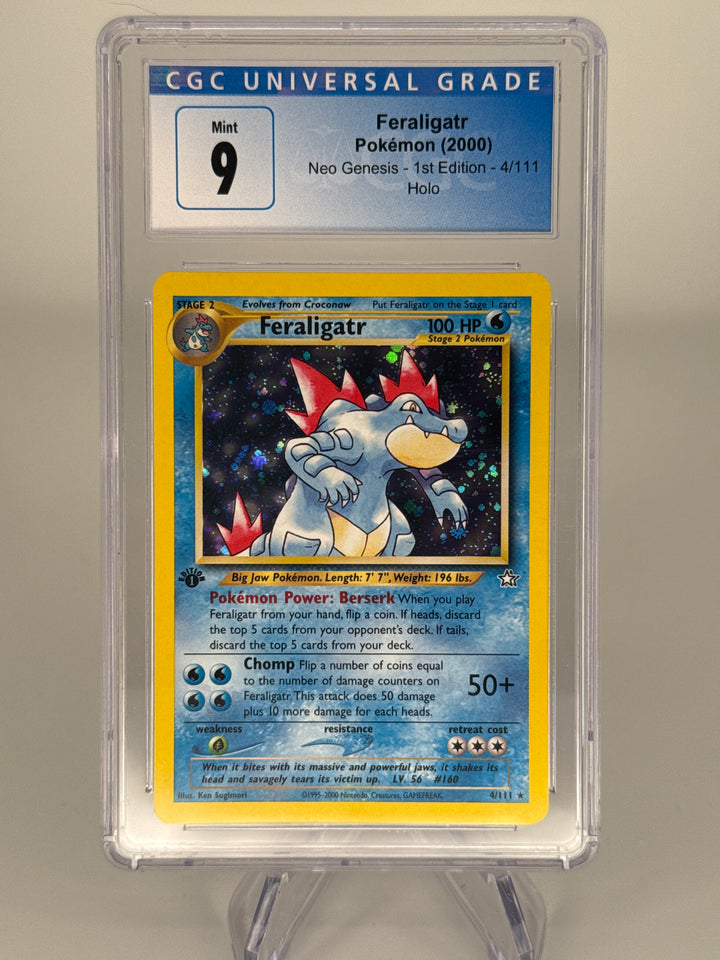 Pokemon TCG 2000 Feraligatr Neo Genesis 1st Edition Holo, 4/111, CGC 9 Mint