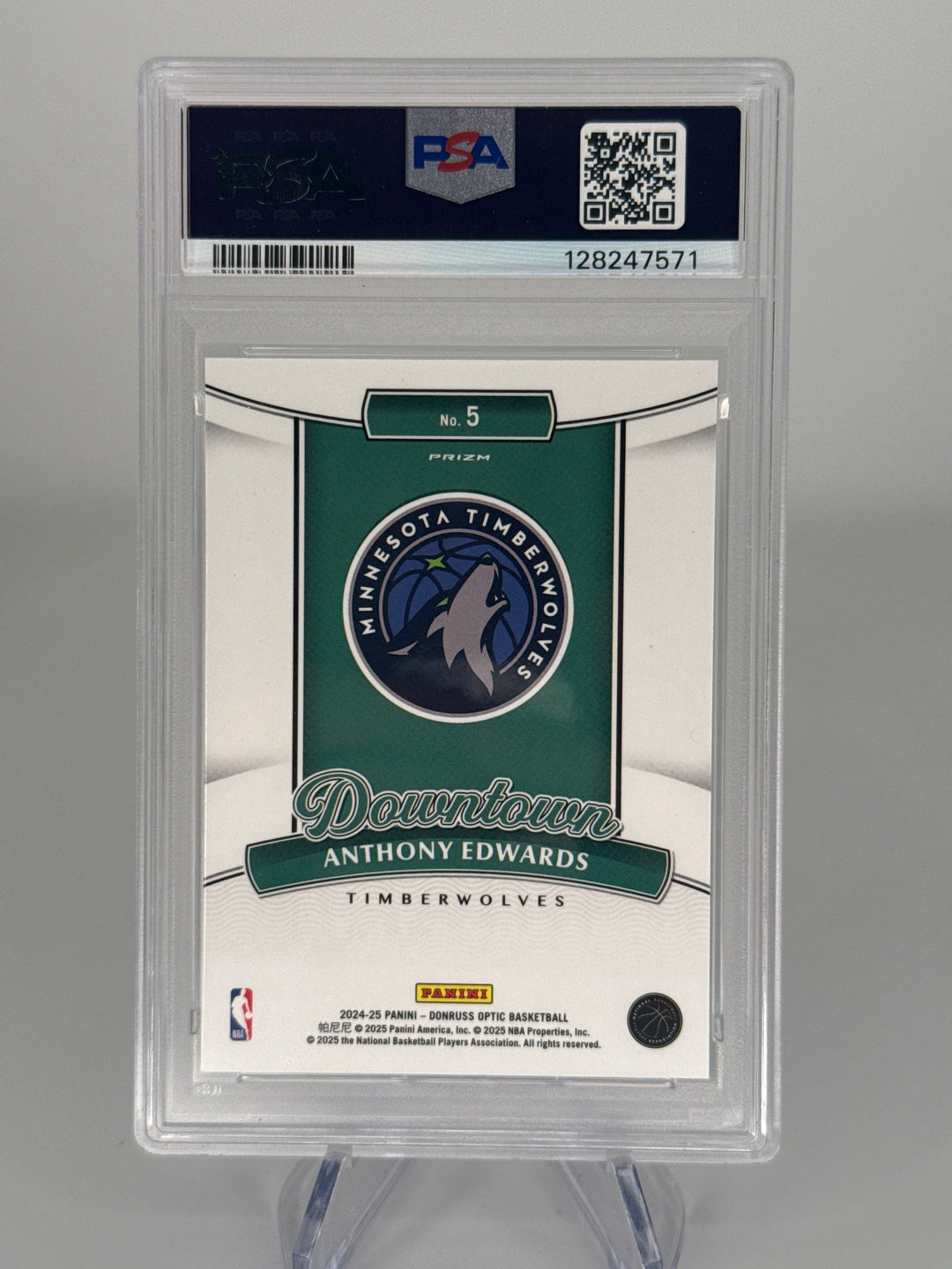 Anthony Edwards 2024 Panini Donruss Optic SSP Downtown Case Hit, PSA 10 Gem Mint