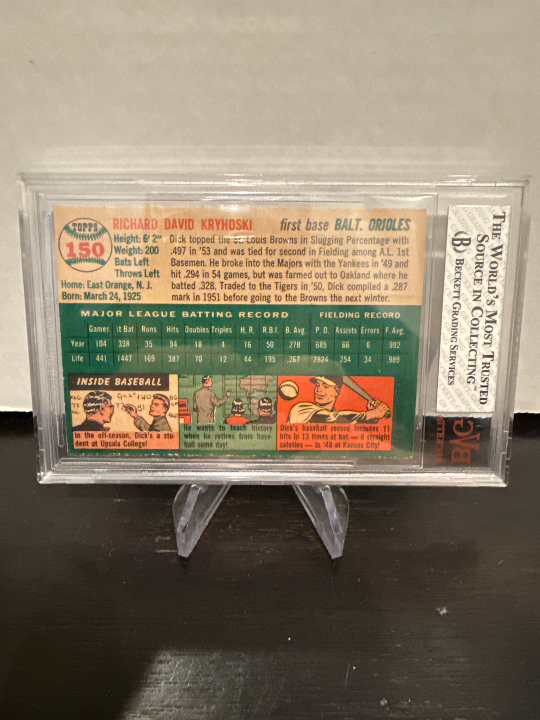 Dick Kryhoski 1954 Topps, BVG 5.5