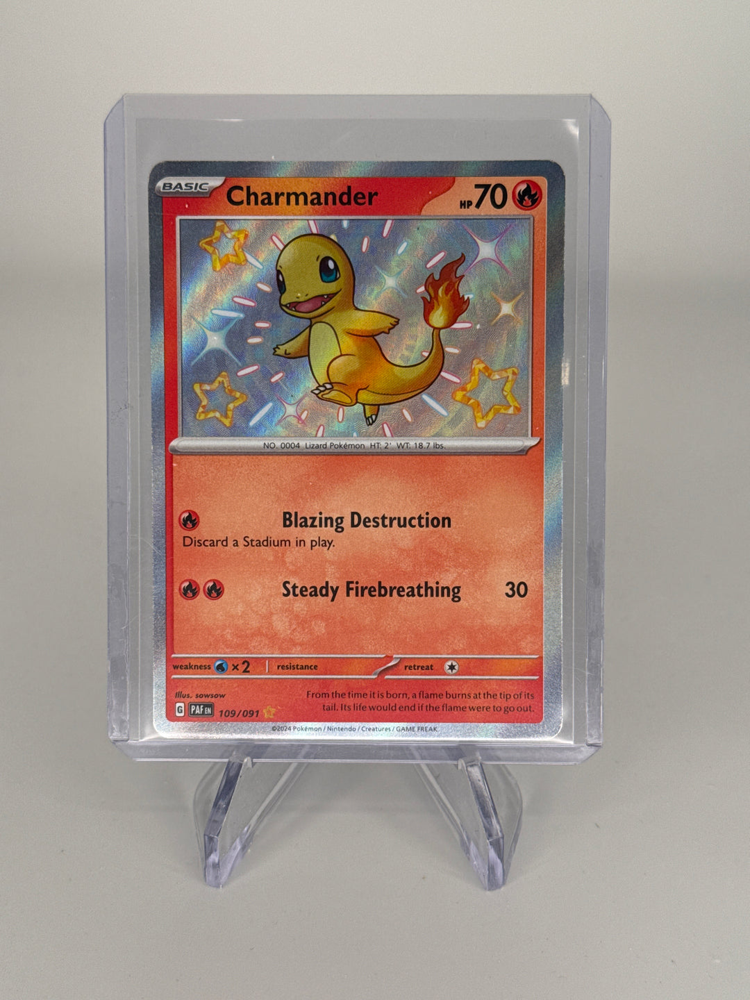 Pokemon TCG 2024 Charmander Paldean Fates Holo Shiny Rare, 109/091