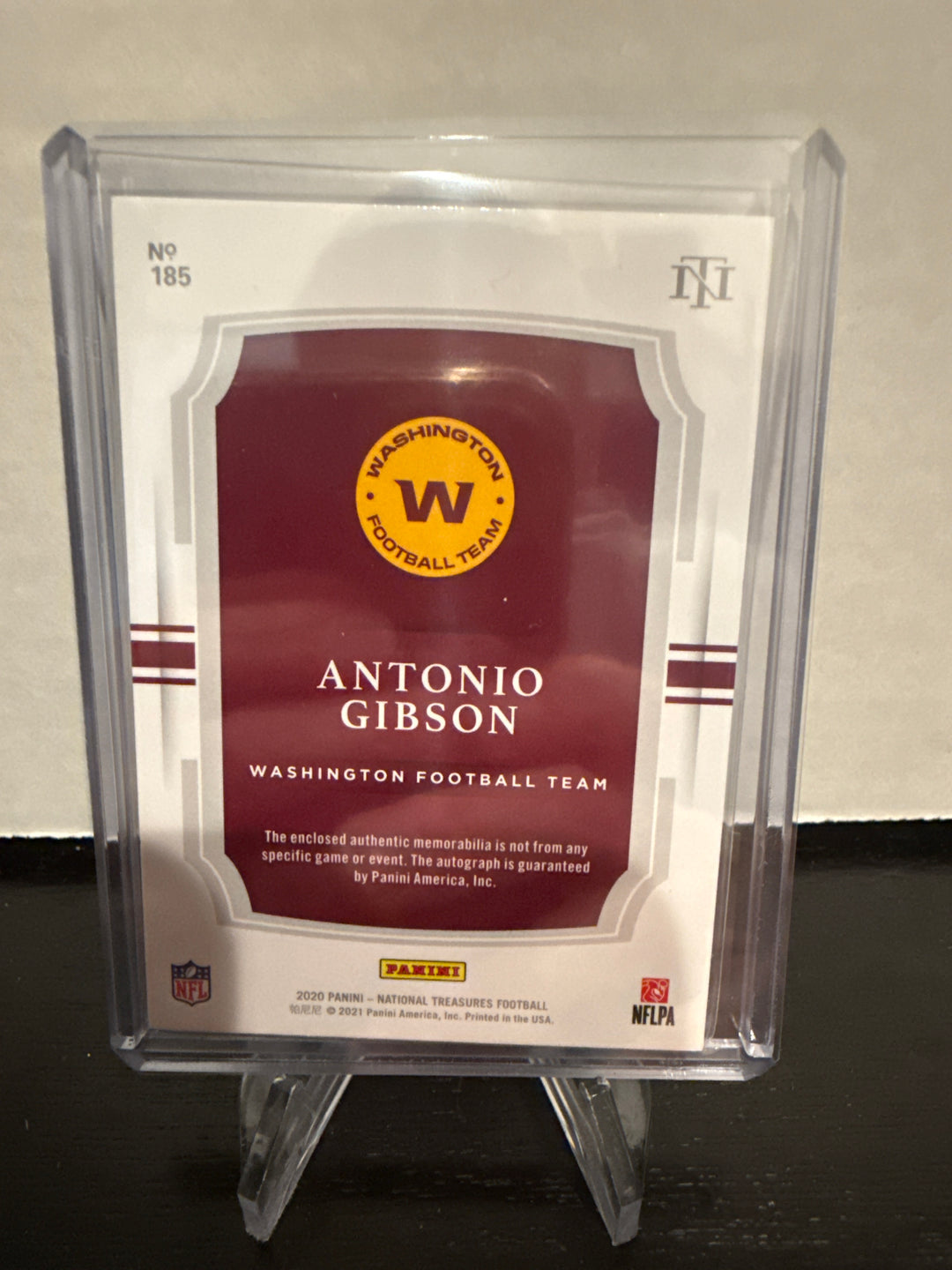 Antonio Gibson 2020 Panini National Treasures Rookie Patch Auto, 08/99