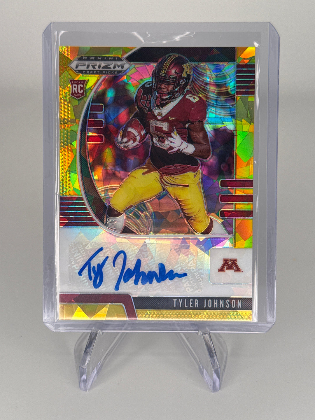 Tyler Johnson 2020 Panini Prizm Draft Picks Gold Ice Rookie Auto, 3/7