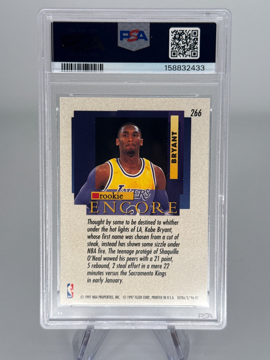 Kobe Bryant 1996 Fleer Ultra Rookie, PSA 9 Mint