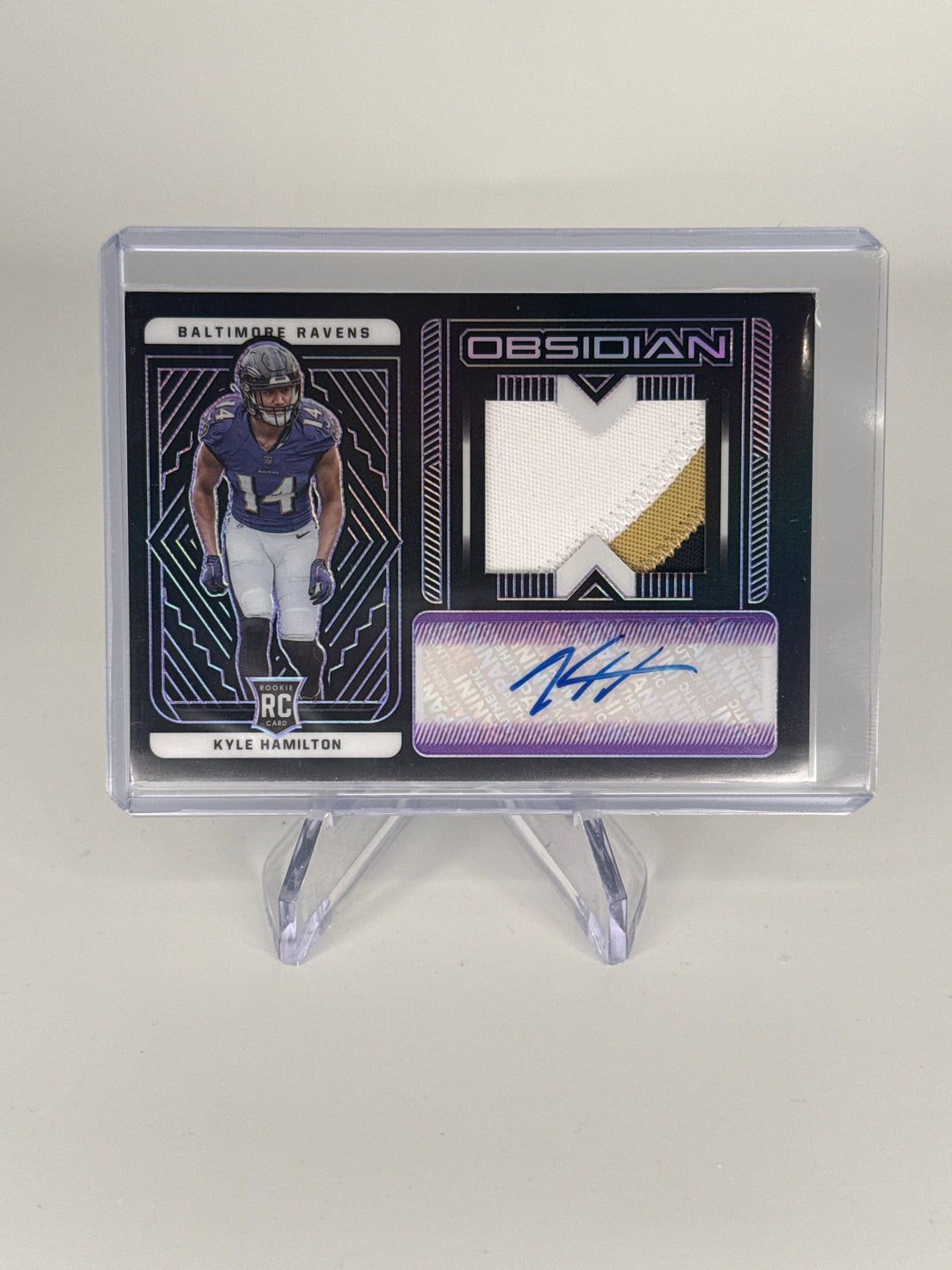 Kyle Hamilton 2022 Panini Obsidian Rookie Patch Auto Electric Etch Purple, 29/30