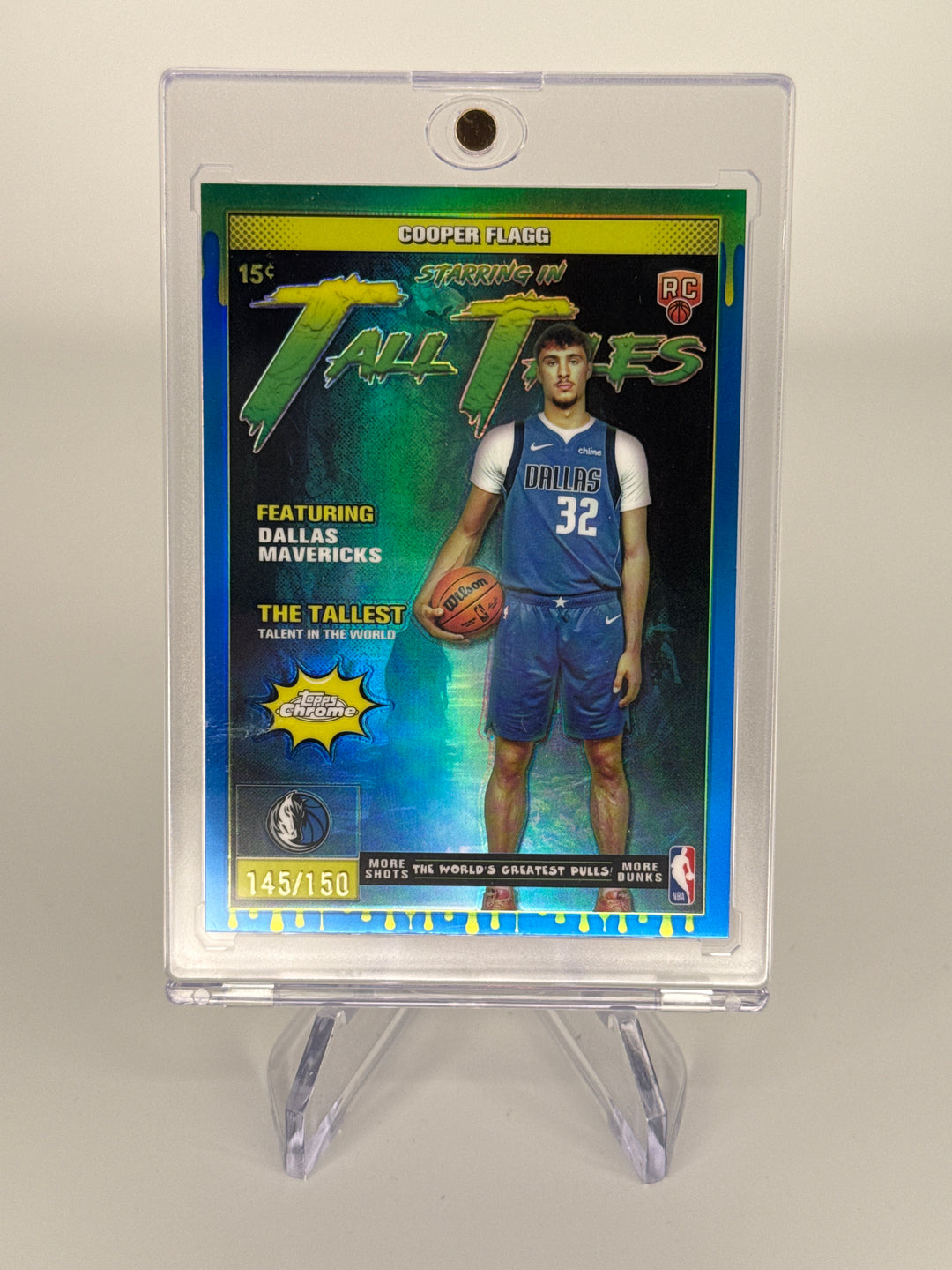 Cooper Flagg 2025 Topps Chrome Tall Tales Blue Refractor Rookie, 145/150
