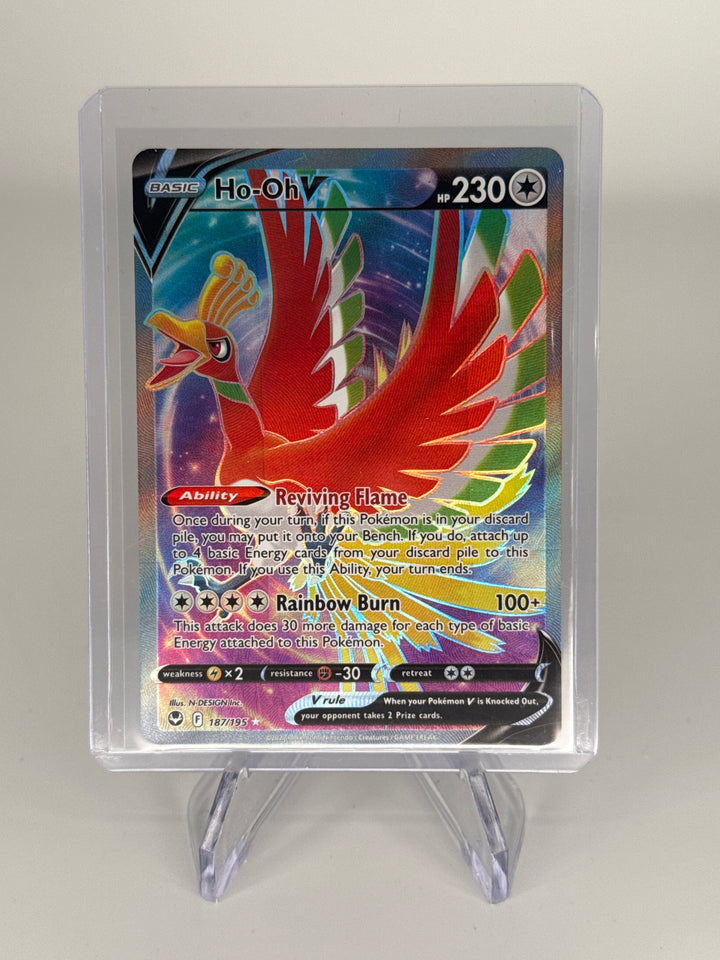 Pokemon TCG 2022 Ho-Oh V Silver Tempest Full Art Holo, 187/195