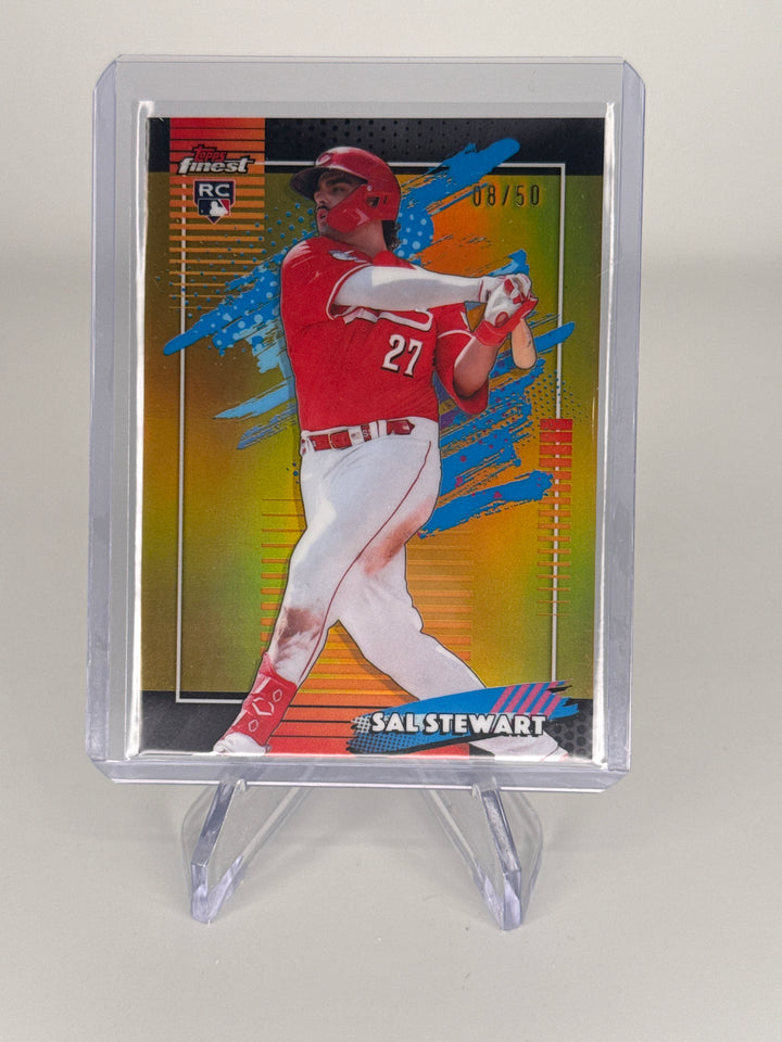 Sal Stewart 2026 Topps Finest Gold Refractor Rookie, 08/50