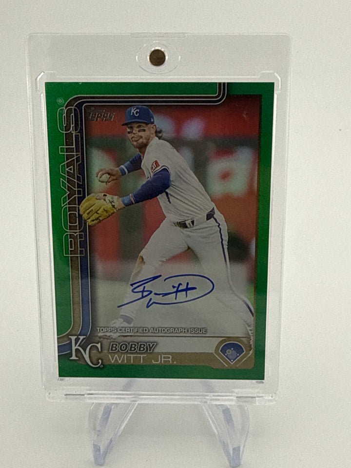 Bobby Witt Jr. 2025 Topps Series One Real One Green Foil Auto, 72/99