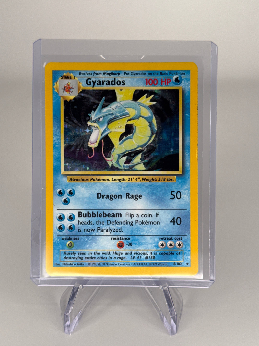 Pokemon TCG 1999 Gyarados Base Set Holo, 6/102