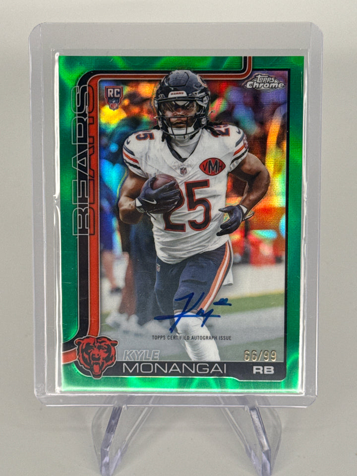 Kyle Monangai 2025 Topps Chrome Green Lava Refractor Rookie Auto, 66/99
