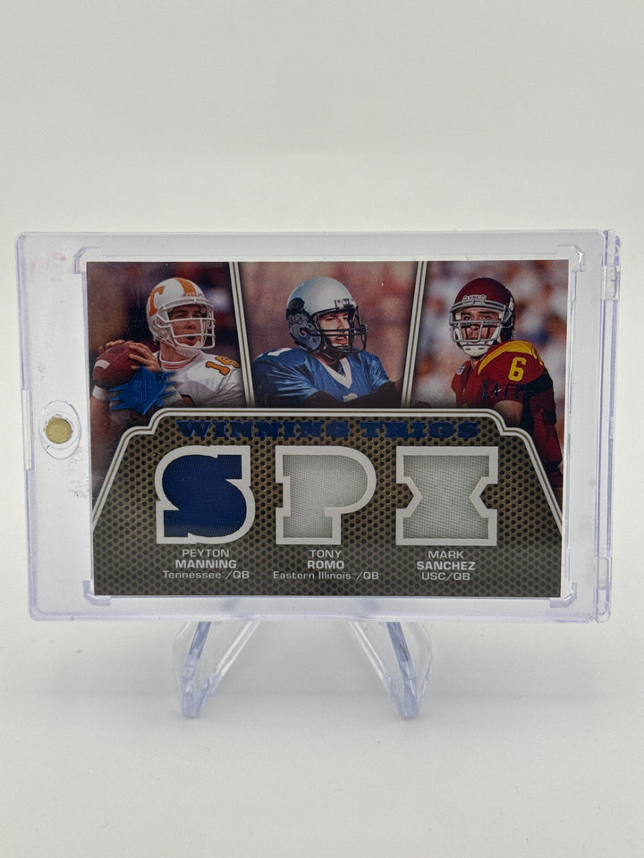 Peyton Manning/Tony Romo/Mark Sanchez 2010 Upper Deck SPX Winning Trios Game Used Relics, 14/15