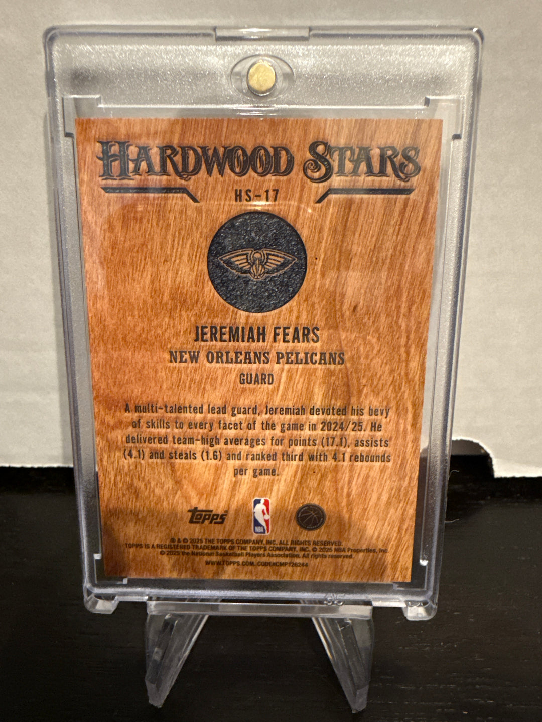 Jeremiah Fears 2025 Topps Basketball Hardwood Stars SSP Case Hit Rookie