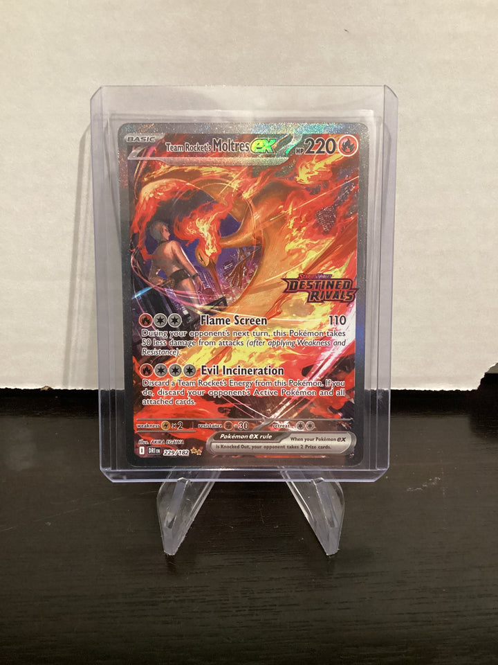 Pokemon TCG 2025 Team Rocket's Moltres EX Stamped Destined Rivals Full Art Illustration Rare, 229/182