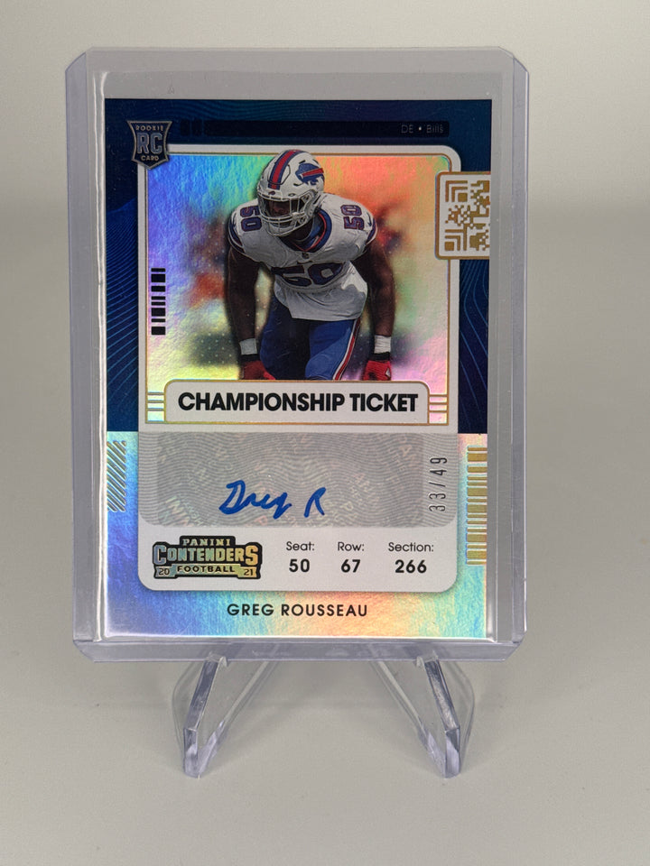 Greg Rousseau 2021 Panini Contenders Championship Ticket Rookie Auto, 33/49
